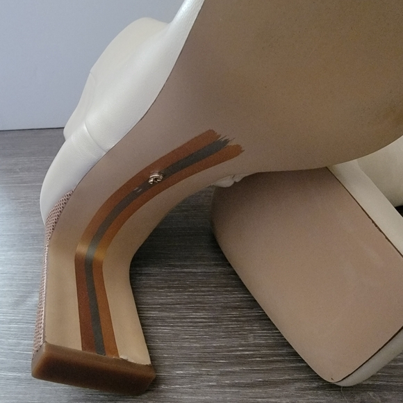 NWB Sam Edelman Womens Anika Ivory Leather Square Toe Mid-Calf Boots Shoes - Picture 2 of 4